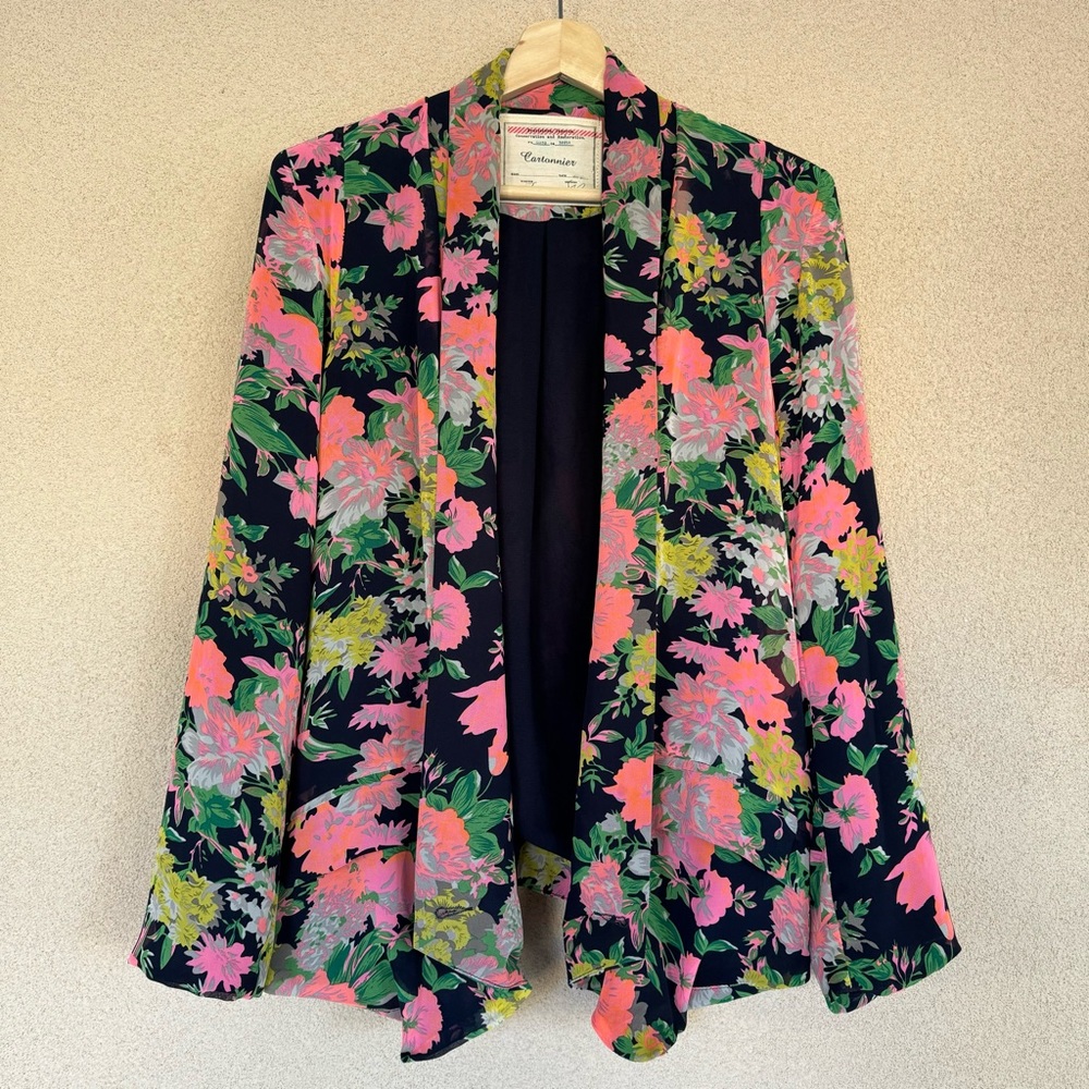 Anthropologie Cartonner Flowy Floral Blazer jacket | Sz L